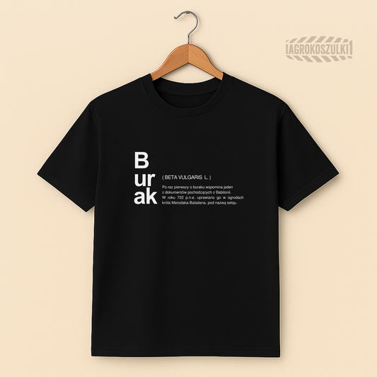 Burak — czarna koszulka z nadrukiem (typografia)