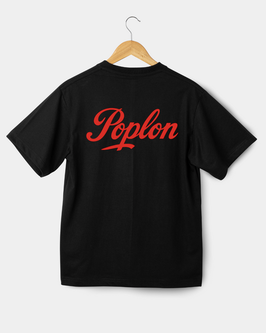 POPLON , koszulka męska , czerwony na czarnym
