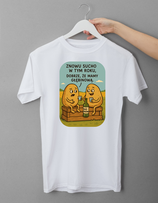 GŁĘBINOWA koszulka męska, biała