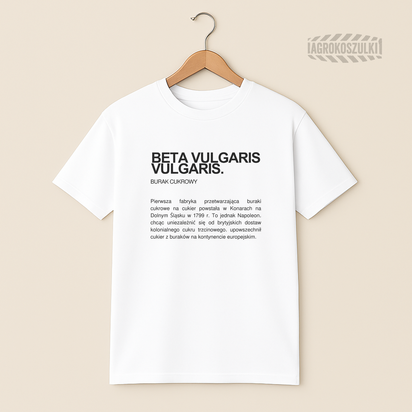 Burak (Beta Vulgaris)— biała koszulka z nadrukiem (typografia)