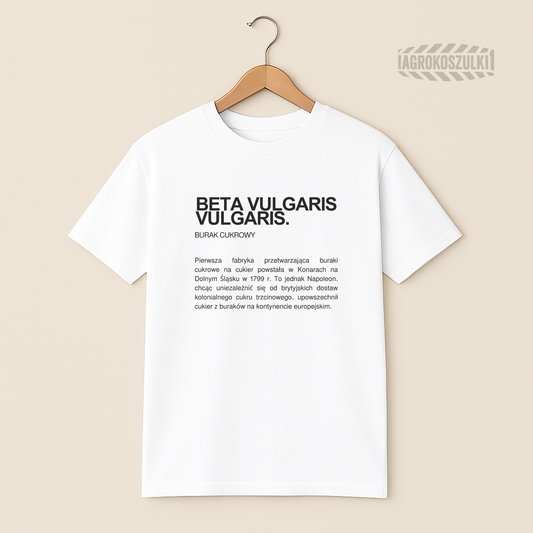 Burak (Beta Vulgaris)— biała koszulka z nadrukiem (typografia)