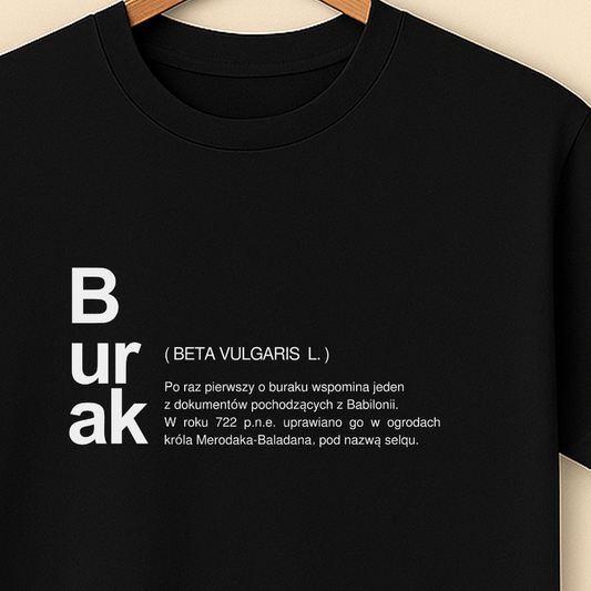Burak — czarna koszulka z nadrukiem (typografia)